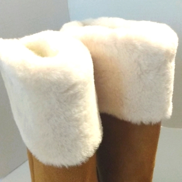 MUDD MID-CALF CAMEL BROWN FAUX FUR BOOTS SIZE 6  NWT - Picture 4 of 7